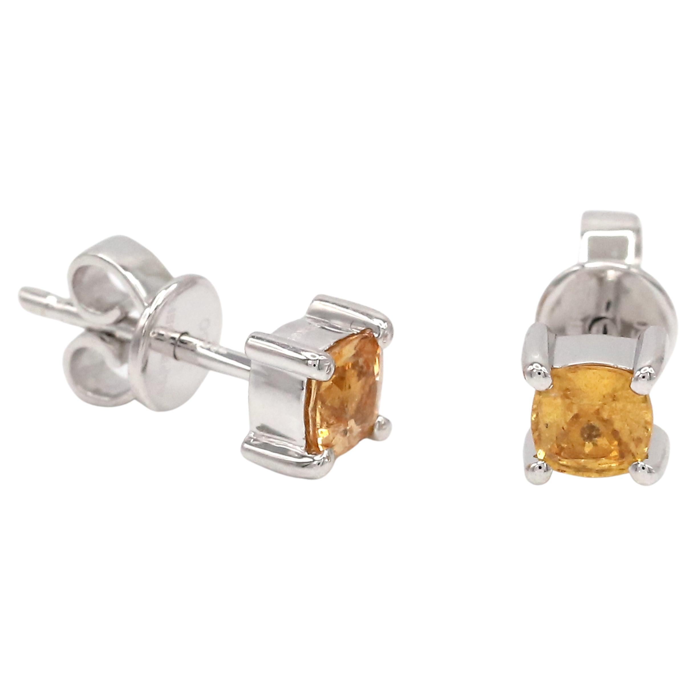 0.75 Ct Yellow Sapphire 18 K Yellow Gold Earrings For Sale