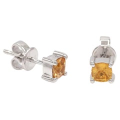 Boucles d'oreilles en or jaune 18 carats avec saphir jaune 0,75 carat