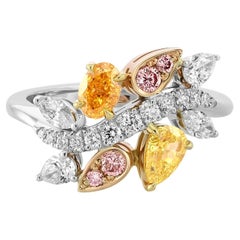Anello Couture con cluster di diamanti multicolore da 0,75 carati certificato GIA di CS