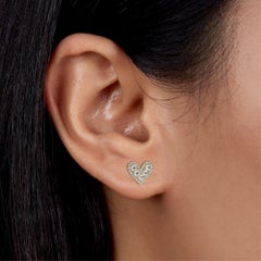 0.75 CTW Diamond Heart Stud Earrings in 14K Gold, VS+ Natural Diamond Earrings