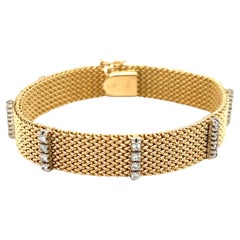 0,75 Karat Diamant- Mesh-Armband aus 14 Karat Gelbgold mit Mesh-Diamant
