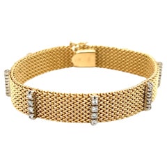 0,75 Karat Diamant- Mesh-Armband aus 14 Karat Gelbgold mit Mesh-Diamant