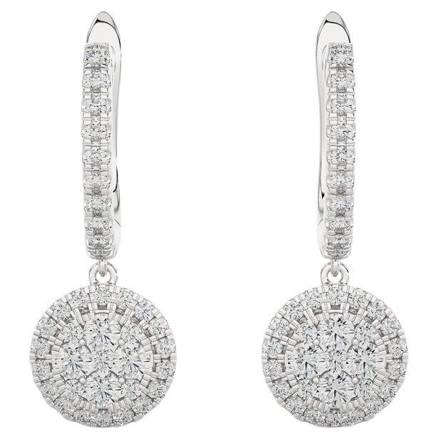 0.75 CTW Diamond Moonlight Round Earring in 14K White Gold For Sale