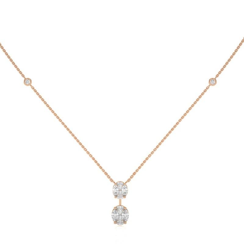 Collana con diamanti marquise 0,75 CTW in oro rosa 14K Collection'S Delicate In condizioni Nuovo in vendita a Paramus, NJ