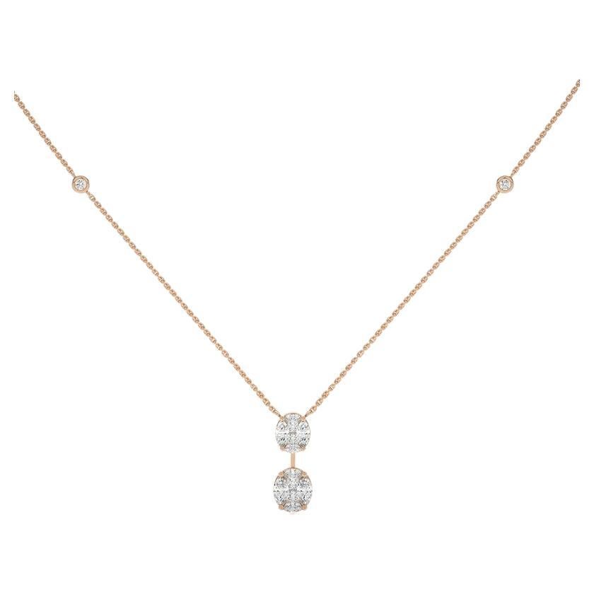 0.75 CTW marquise diamonds 14K Rose gold moonlight Collection Delicate Necklace