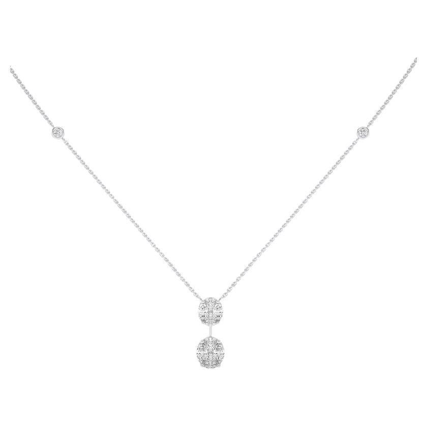 0.75 CTW marquise diamonds 14K White gold moonlight Collection Delicate Necklace