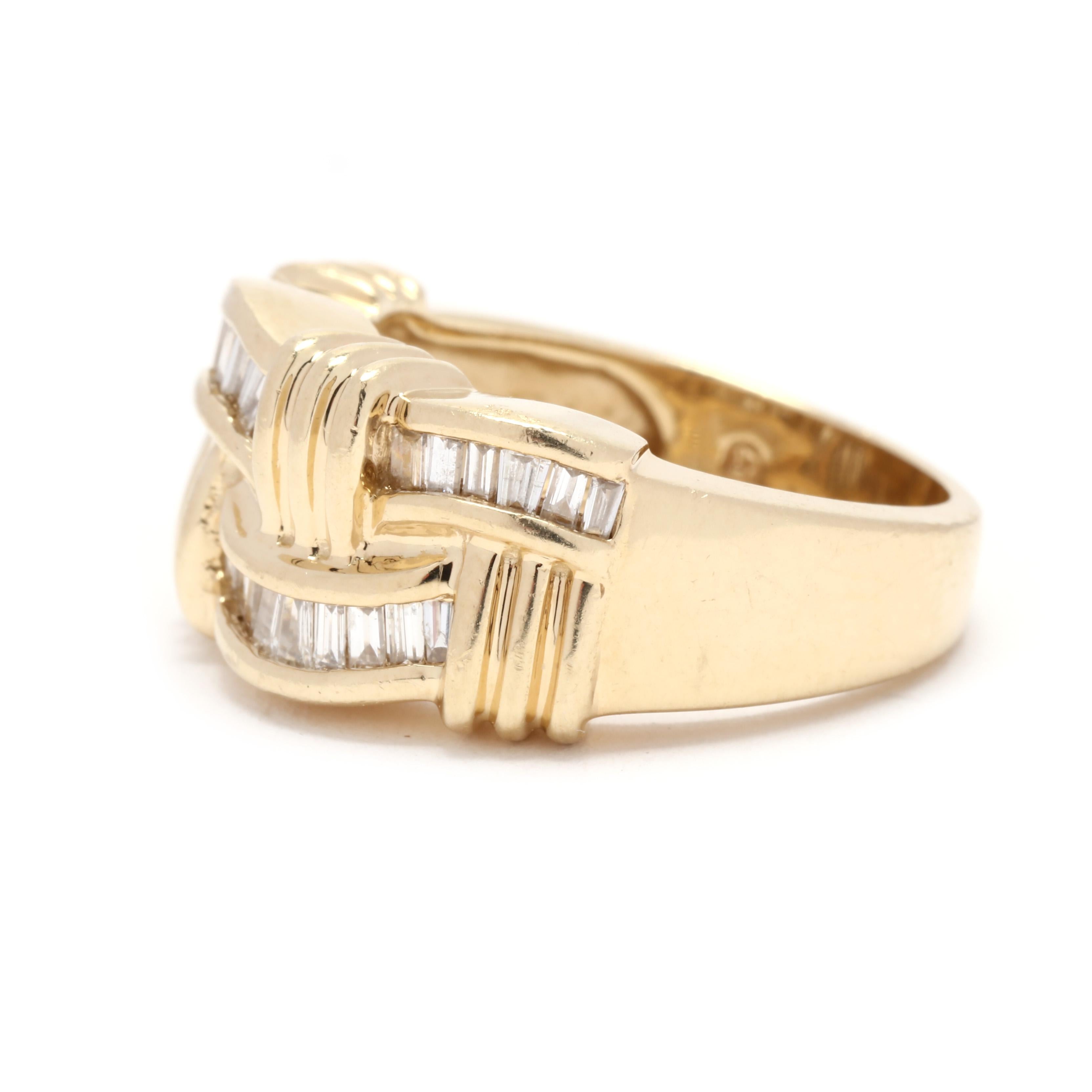 0.75 ctw Woven Diamond Band Ring, 14K Yellow Gold, Diamond Wave, Ring Size 6.75 In Good Condition For Sale In McLeansville, NC