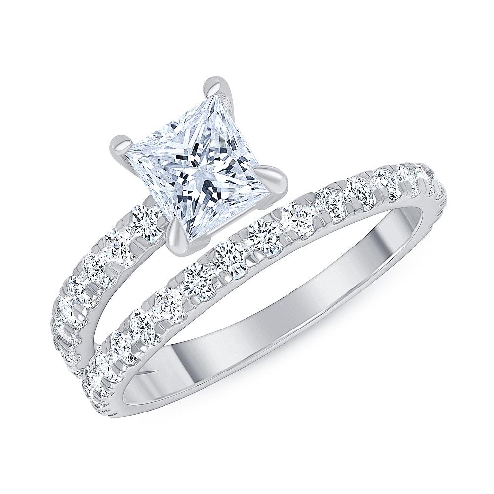 For Sale:  0.75 TCW Princess Cut Diamond Engagement Ring Design (0.50 Carat Center Diamond) 2