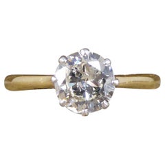 0.75ct 1930's Diamond Solitaire Engagement Ring in 18ct Yellow Gold and Platinum