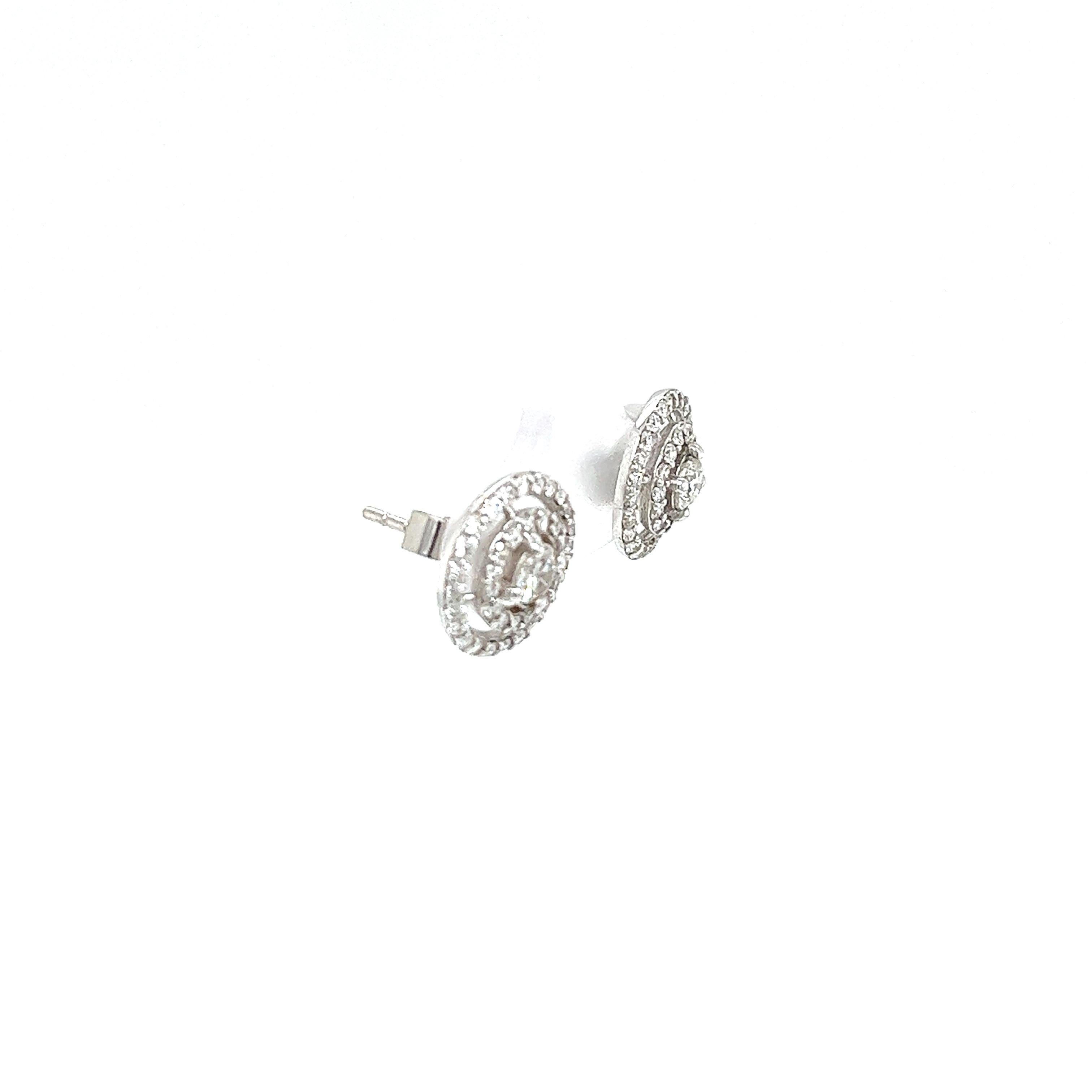 Boucles d'oreilles en or blanc 18ct avec diamants ronds sertis The Row de 0,75ct sur 2 rangs Pour femmes en vente