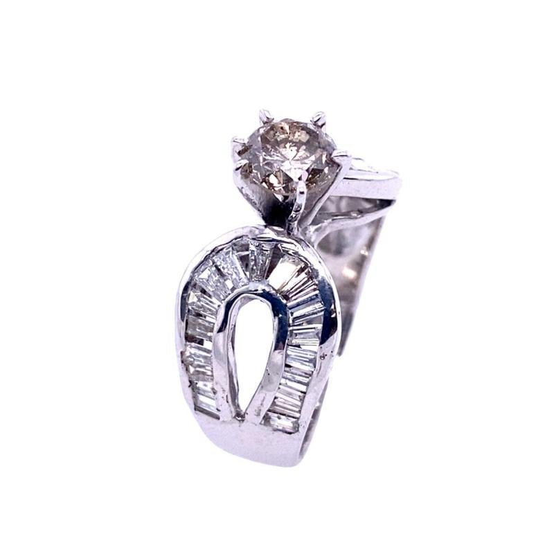 9ct White Gold 0.75ct Round Champagne Diamond Ring Set With 1.0ct Of Baguettes

Additional Information:
Total Champagne Diamond Weight: 0.75ct
Clarity: Si 2/3
Baguette Diamond Weight: 1.0ct
Colour: I/J
Clarity: Si2
Total Weight: 7.1g
Ring Size: