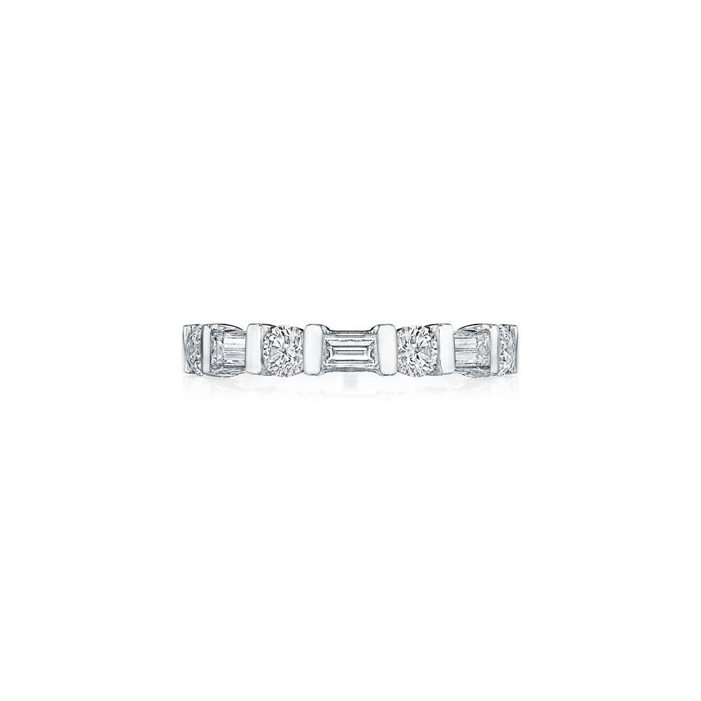 Baguette Cut 0.75ct Baguette & Round Diamond Band in 18KT Gold For Sale