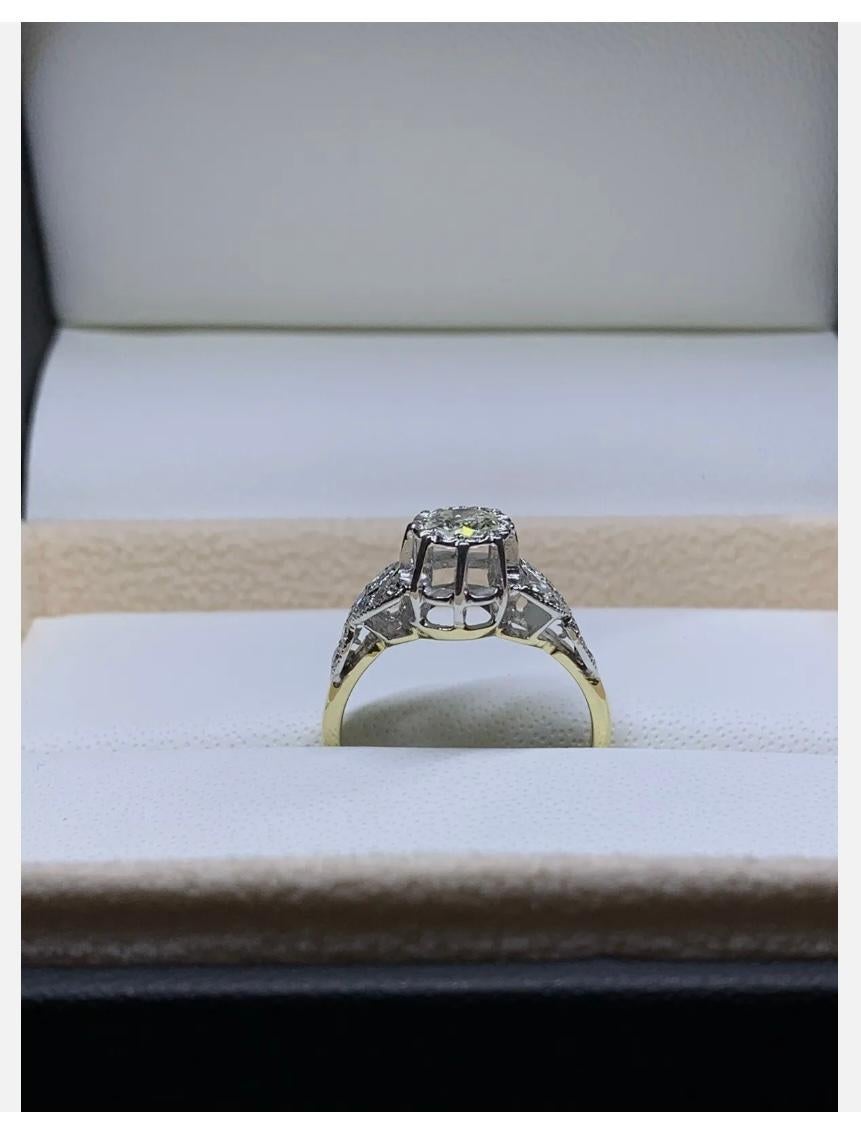 Round Cut 0.75ct Diamond Old Cut Solitaire Engagement Ring In 18ct Yellow Gold For Sale