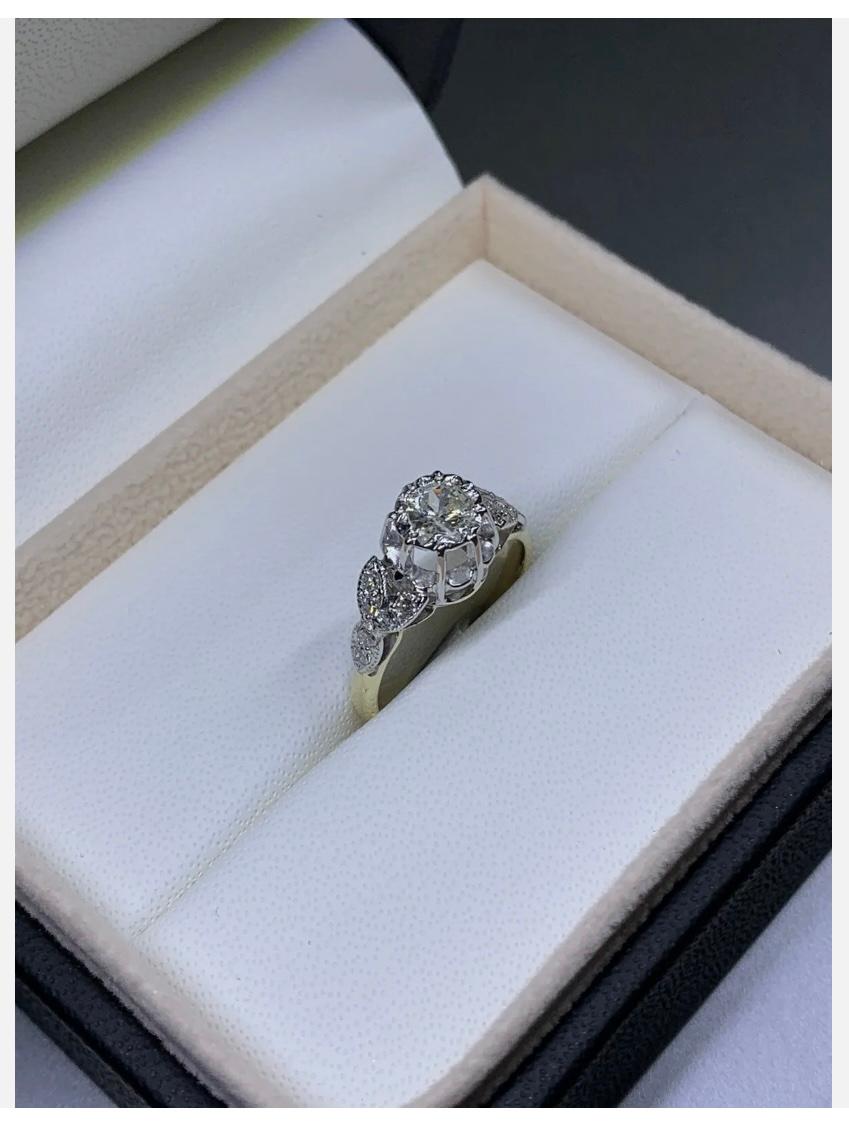 Women's 0.75ct Diamond Old Cut Solitaire Engagement Ring In 18ct Yellow Gold For Sale
