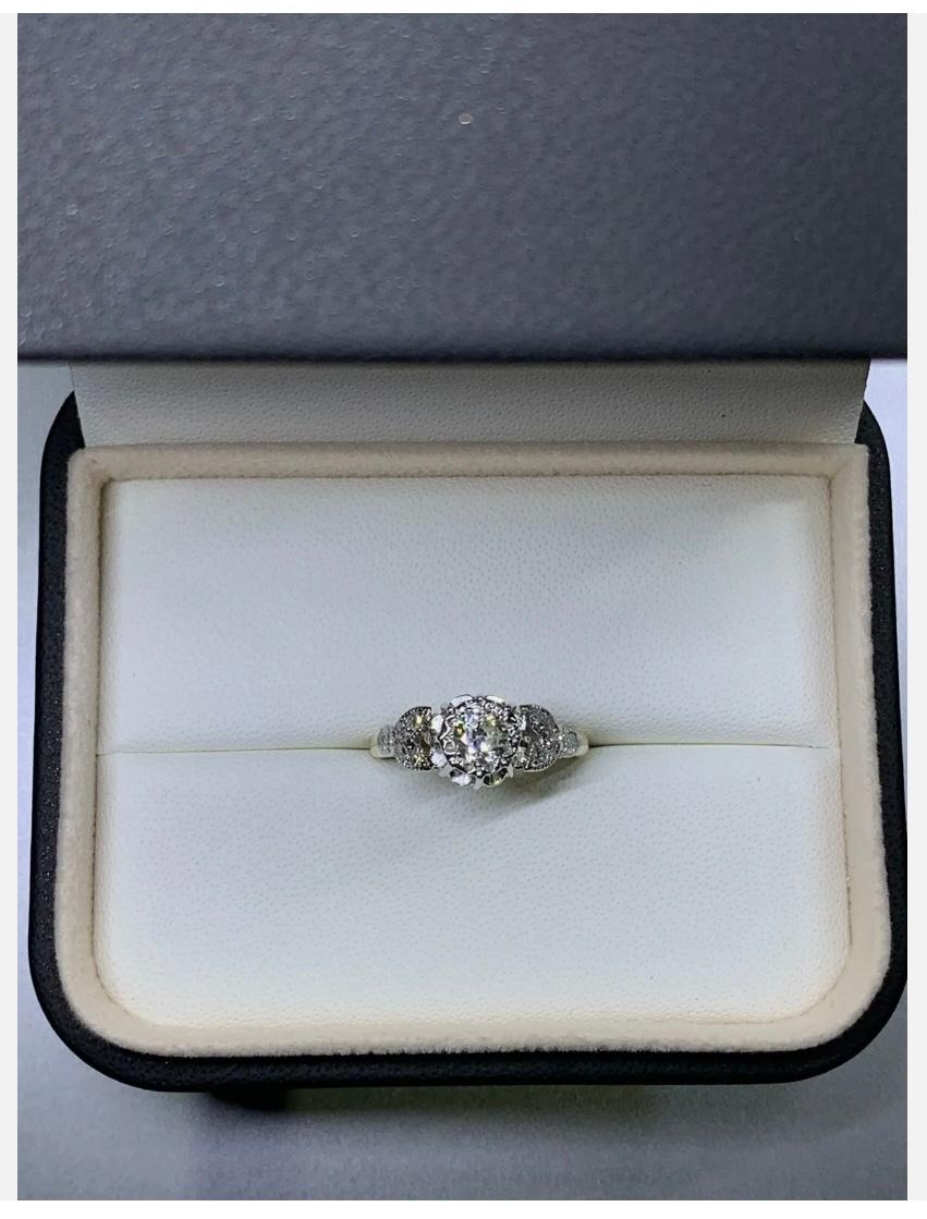 0.75ct Diamond Old Cut Solitaire Engagement Ring In 18ct Yellow Gold For Sale 1