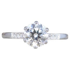 0.75ct Diamond Solitaire Engagement Ring with Diamond Shoulders in Platinum