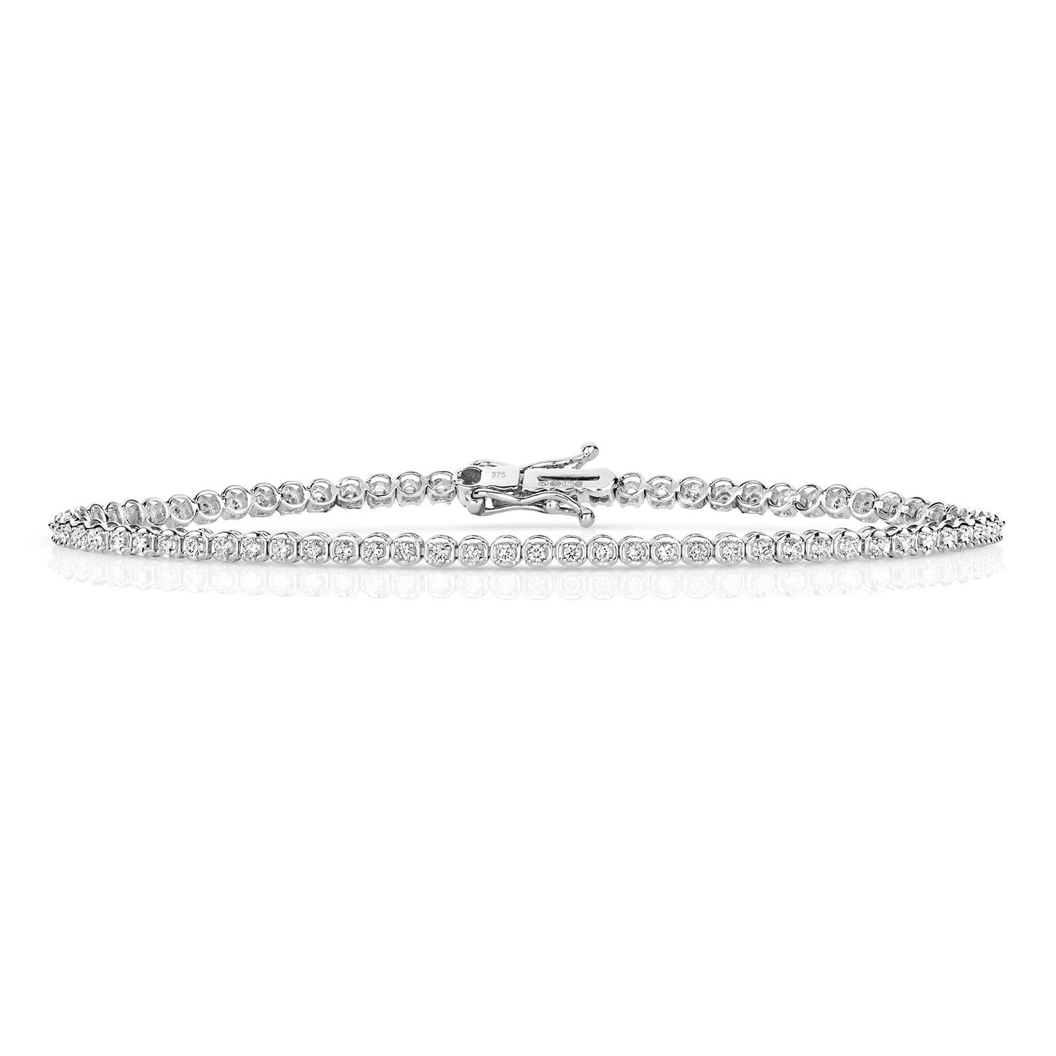 0.75ct DIAMOND Tennis BRACELET IN 9CT WHITE Gold In New Condition For Sale In Ilford, GB