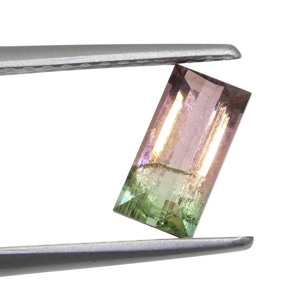 0.75ct Emerald Cut Pink & Green Bi-Colour Tourmaline from Brazil In New Condition For Sale In Toronto, Ontario