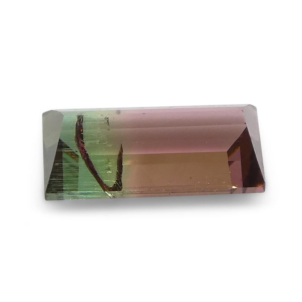 0.75ct Emerald Cut Pink & Green Bi-Colour Tourmaline from Brazil For Sale 1