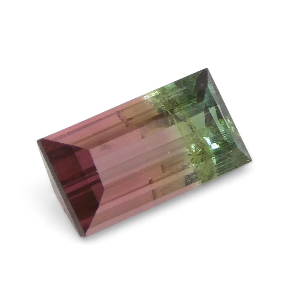 0.75ct Emerald Cut Pink & Green Bi-Colour Tourmaline from Brazil For Sale 2