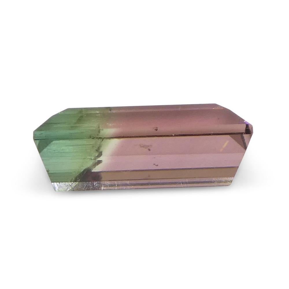 0.75ct Emerald Cut Pink & Green Bi-Colour Tourmaline from Brazil For Sale 4