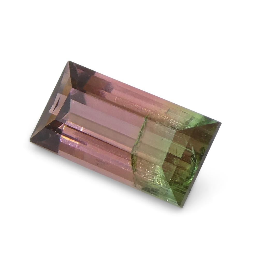 0.75ct Emerald Cut Pink & Green Bi-Colour Tourmaline from Brazil For Sale 6