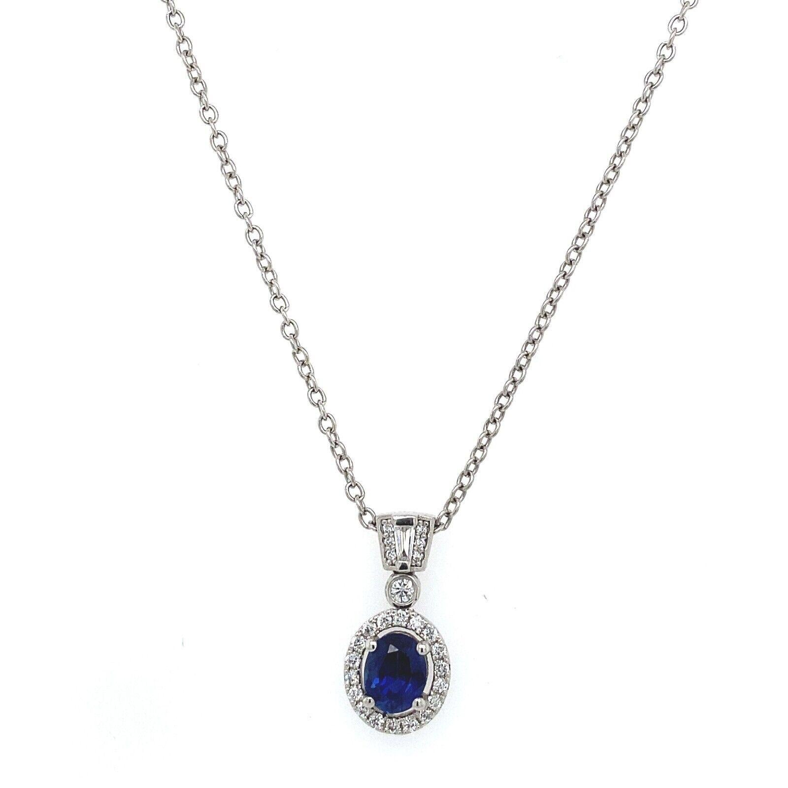 Oval Cut 0.75ct Finest Quality Oval Shape Sapphire Pendant Set with 0.42ct Of Diamonds For Sale