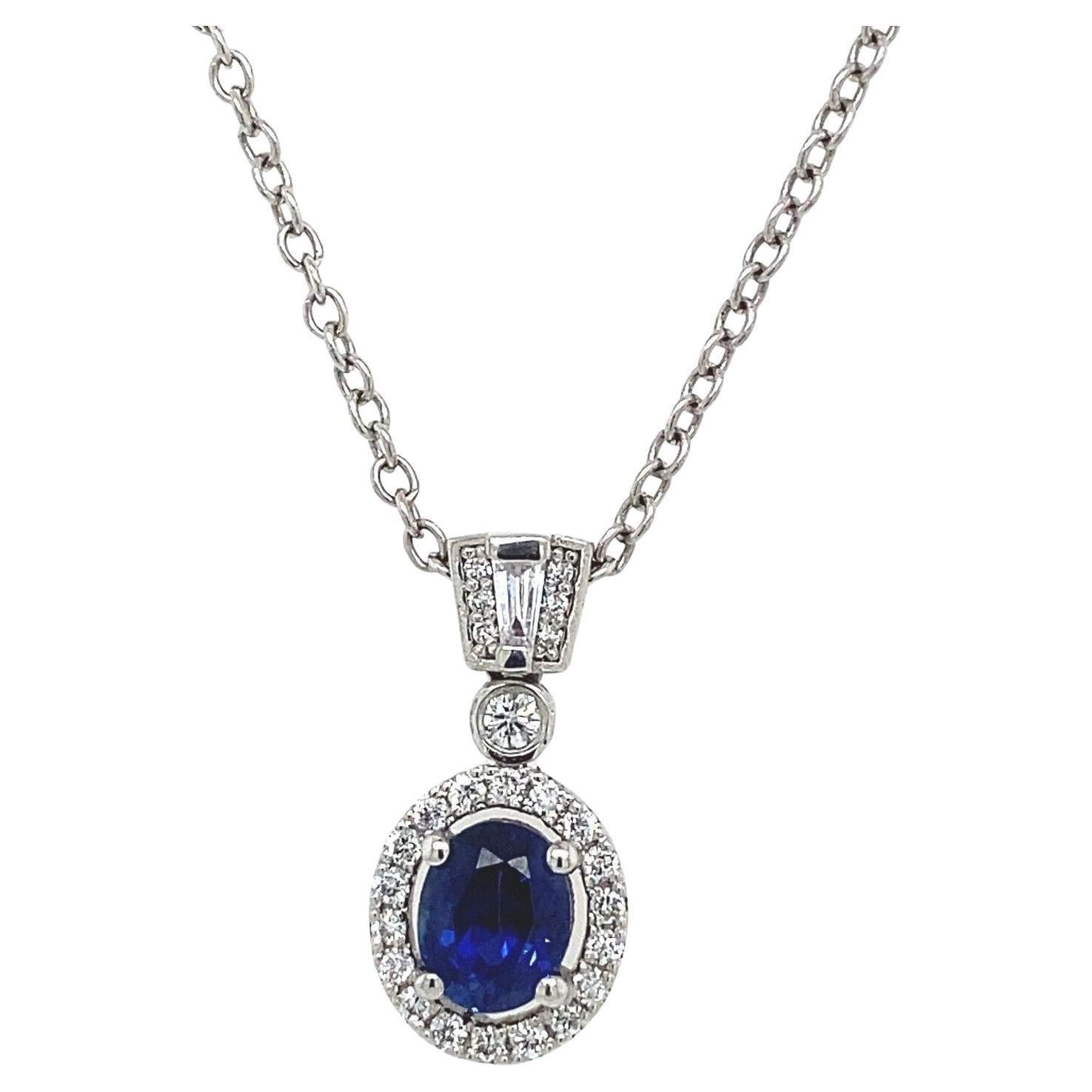 0.75ct Finest Quality Oval Shape Sapphire Pendant Set with 0.42ct Of Diamonds