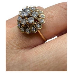 0,75ct Anello floreale unico fatto a mano in oro giallo 18KT anno sconosciuto