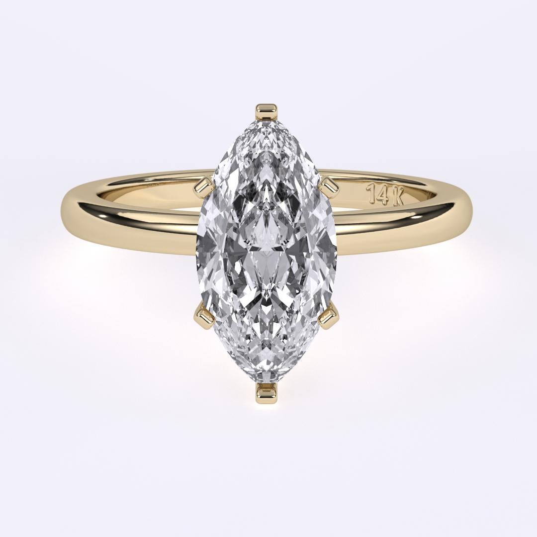 Bague de mariage solitaire taille marquise GH couleur SI pureté diamant naturel 0.75 carat  en vente 7