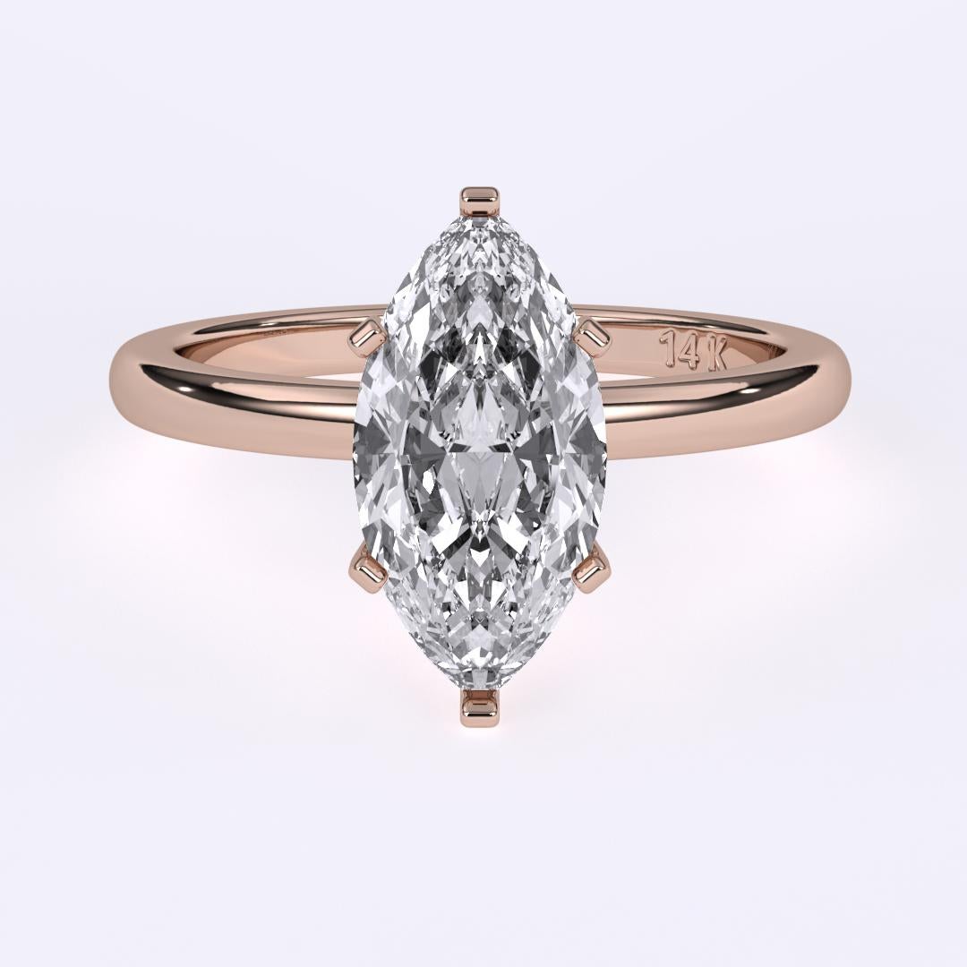 Bague de mariage solitaire taille marquise GH couleur SI pureté diamant naturel 0.75 carat  Pour femmes en vente