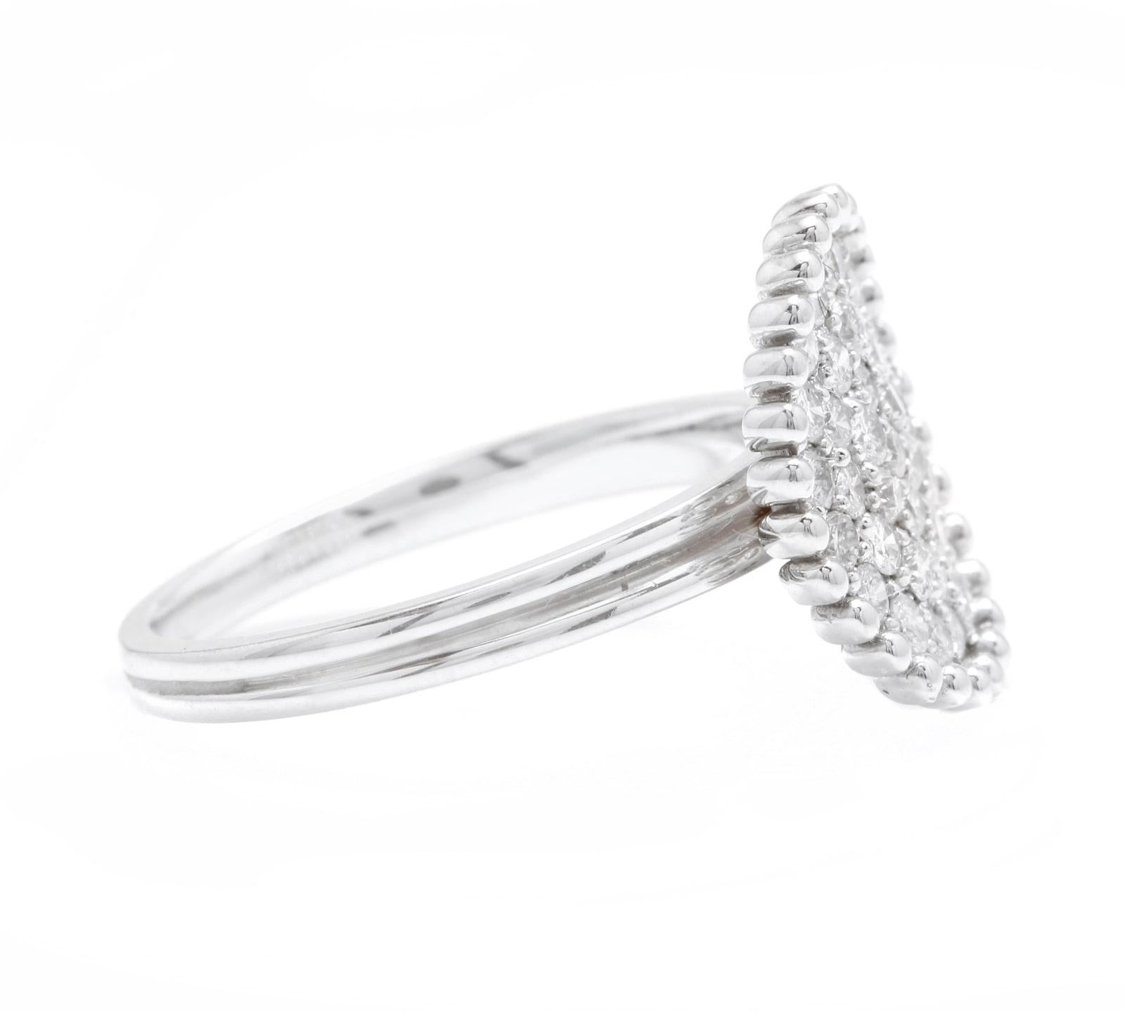 Round Cut 0.75 Carat Natural Diamond 14 Karat Solid White Gold Ring For Sale