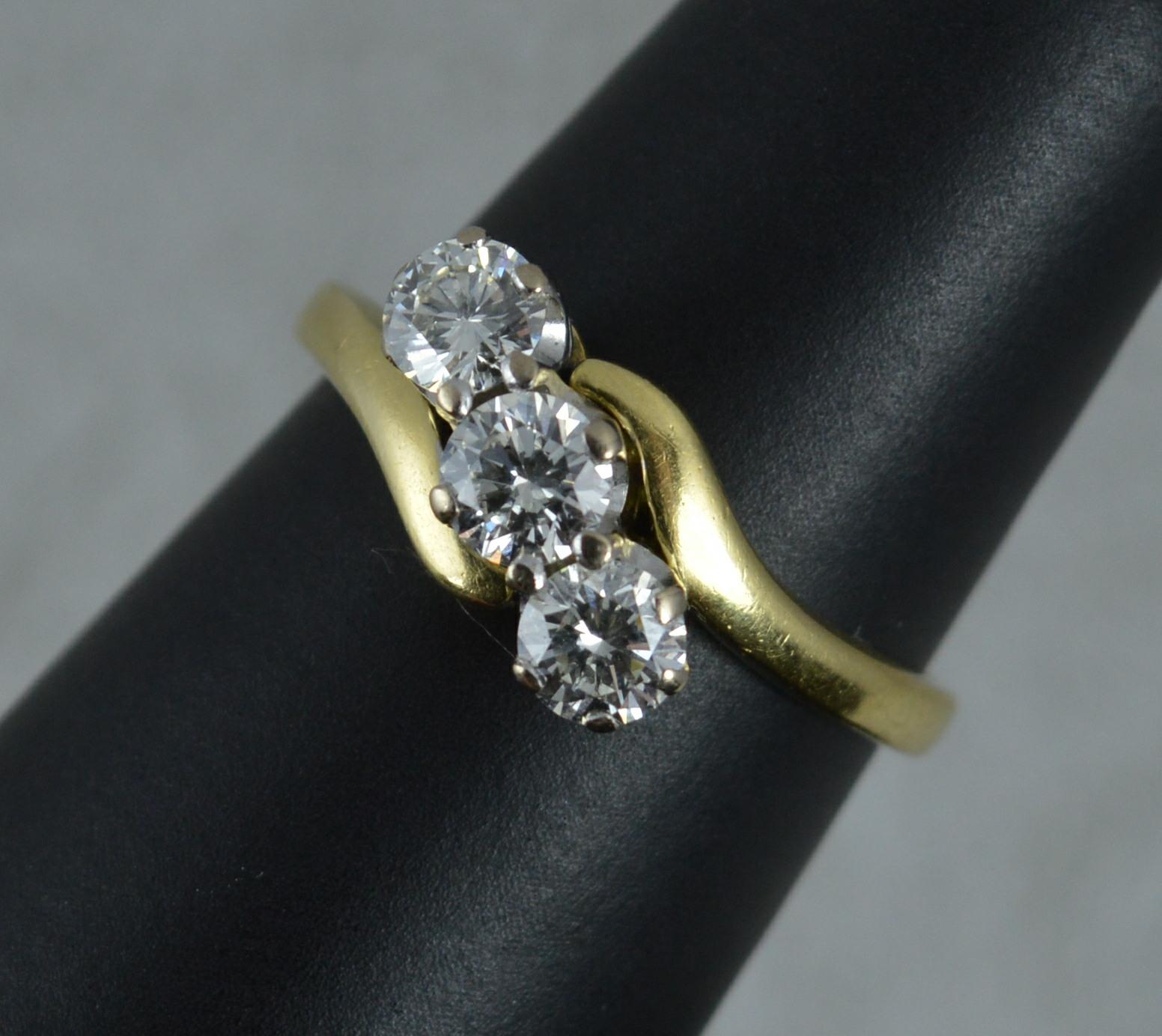 0.75 Carat Natural Diamond 18 Carat Gold Trilogy Ring on Twist 5