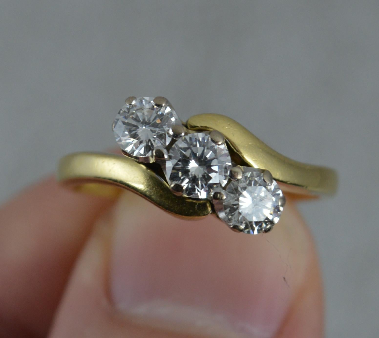 0.75 Carat Natural Diamond 18 Carat Gold Trilogy Ring on Twist 1