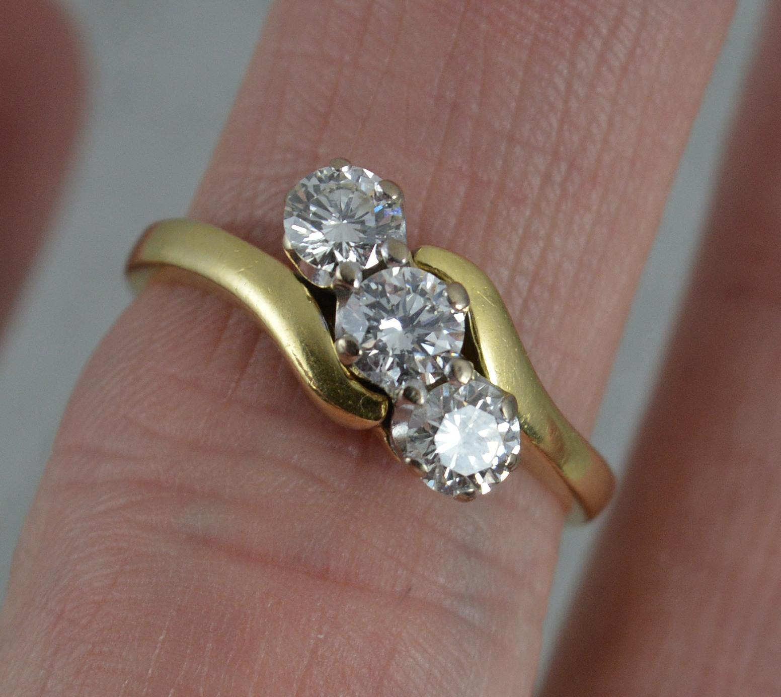 0.75 Carat Natural Diamond 18 Carat Gold Trilogy Ring on Twist 2