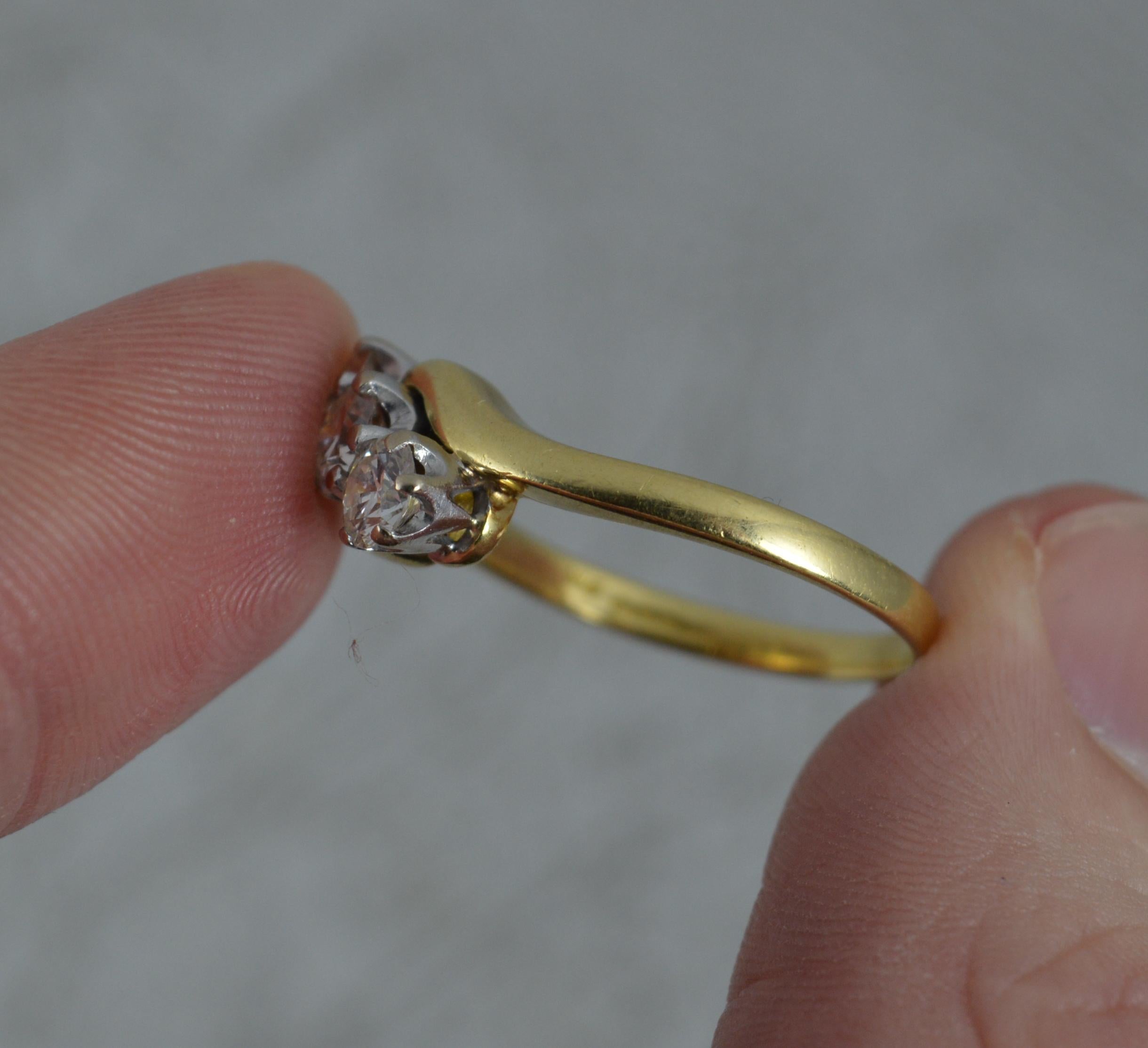 0.75 Carat Natural Diamond 18 Carat Gold Trilogy Ring on Twist 3