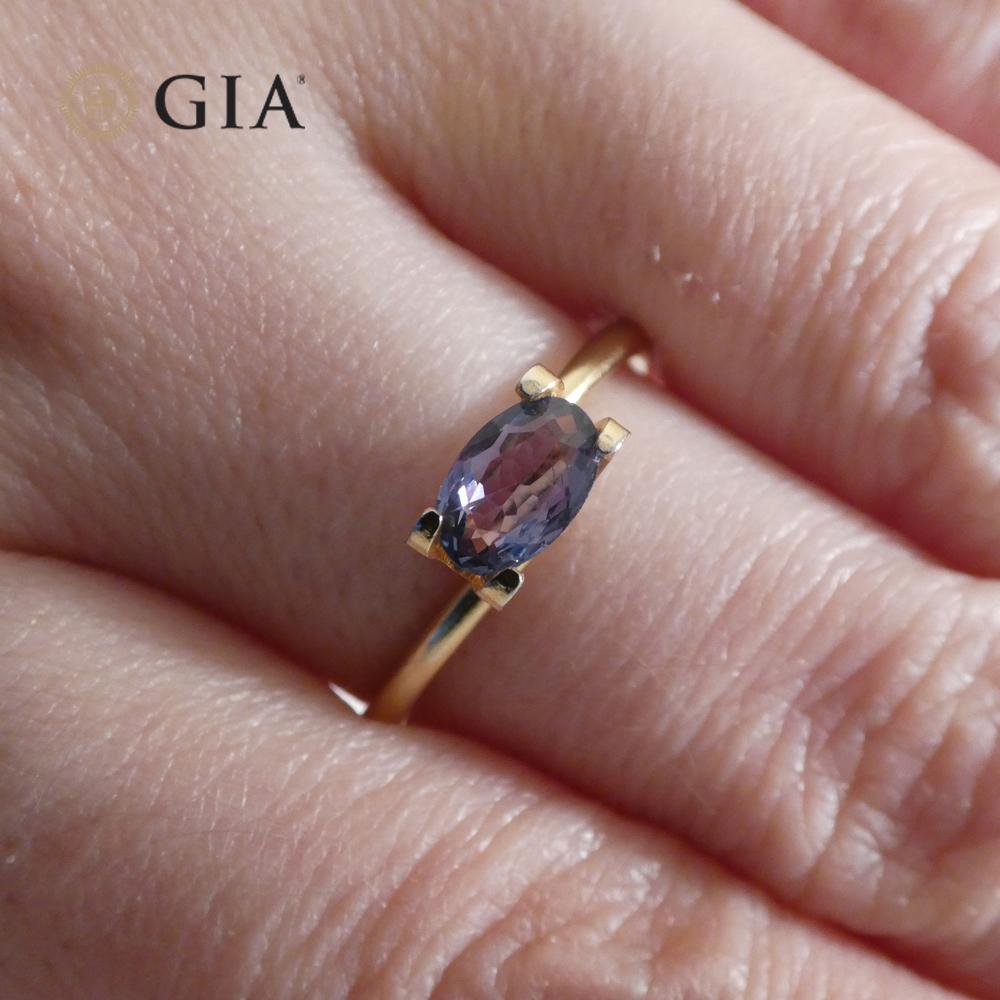 0.75ct Oval Blue-Green to Purple Alexandrite GIA Certified India 6