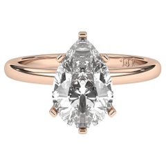 0.75CT Pear Cut Solitaire F-G Color with VS Clarity Lab Grown Diamond Ring
