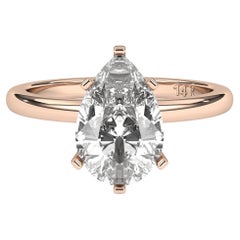 0.75CT Pear Cut Solitaire GH Color I1 Clarity Natural Diamond Wedding Ring 