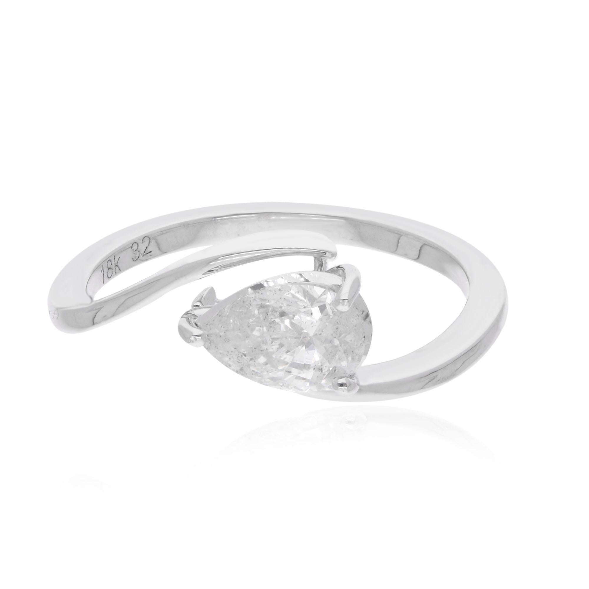 En venta: 0.75Ct Anillo Solitario de Diamante Natural Pera en Oro Blanco de 18k Joyería Artesanal  6