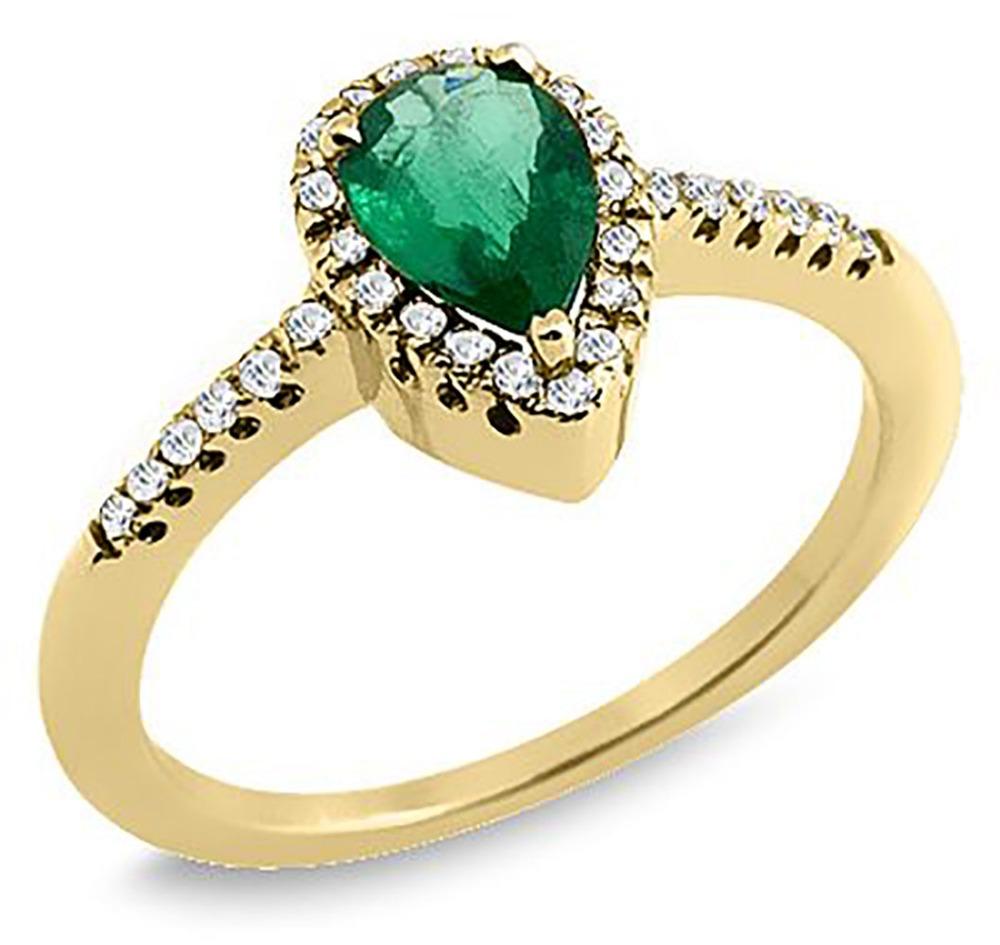 For Sale:  0.75ct Pear Shape Emerald & 0.35 ct. tw. Diamond Ring 3
