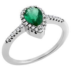 0.75ct Pear Shape Emerald & 0.35 ct. tw. Diamond Ring