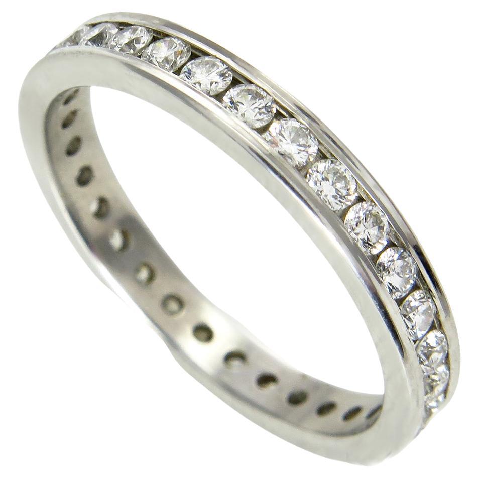 0.75CT Platinum Eternity Round Diamond Wedding Anniversary Band Ring For Sale