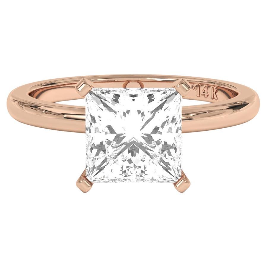 0,75CT Prinzessinnenschliff Solitär GH Farbe I1 Reinheit Natürlicher Diamant Ehering 