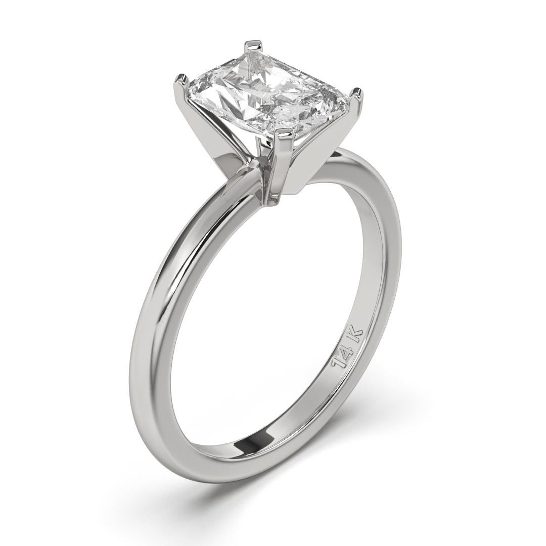 1.00CT Radiant Cut Solitaire GH Color I1 Clarity Natural Diamond Wedding Ring. For Sale 1