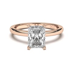 0.75CT Radiant Cut Solitaire GH Color SI Clarity Natural Diamond Wedding Ring
