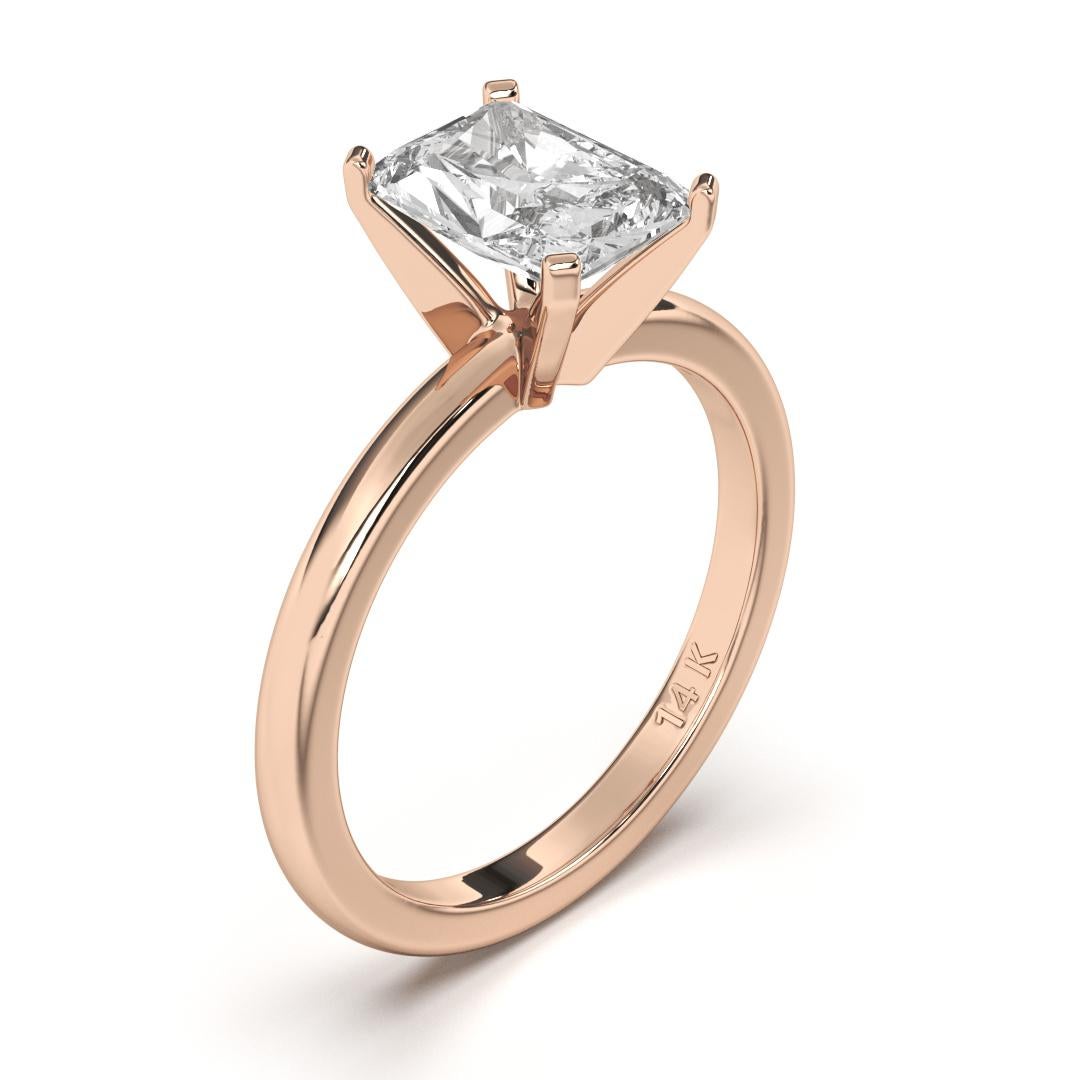 0.75CT Radiant Cut Solitaire GH Color SI Clarity Natural Diamond Wedding Ring For Sale 1