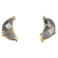 0.75ct Rose Cut Crescent Moon Diamond Earrings