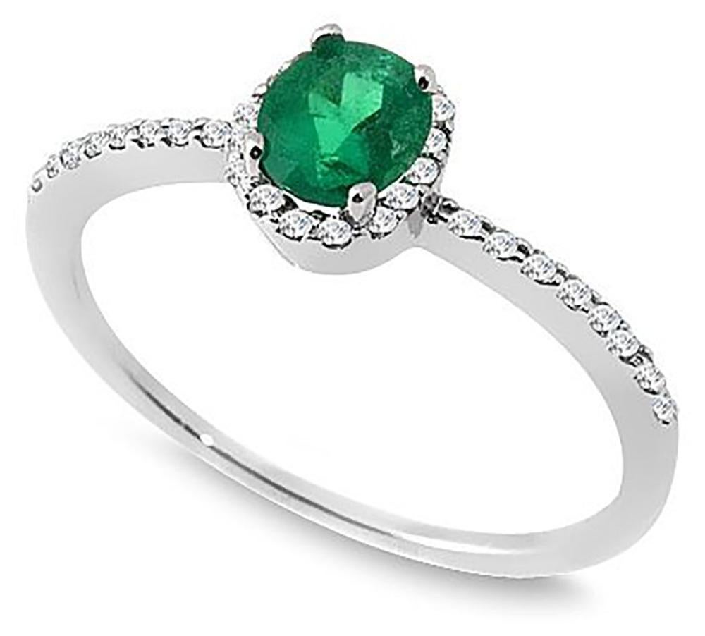 For Sale:  0.75ct Round Emerald & 0.30 Ct. TW, Diamond Ring 2