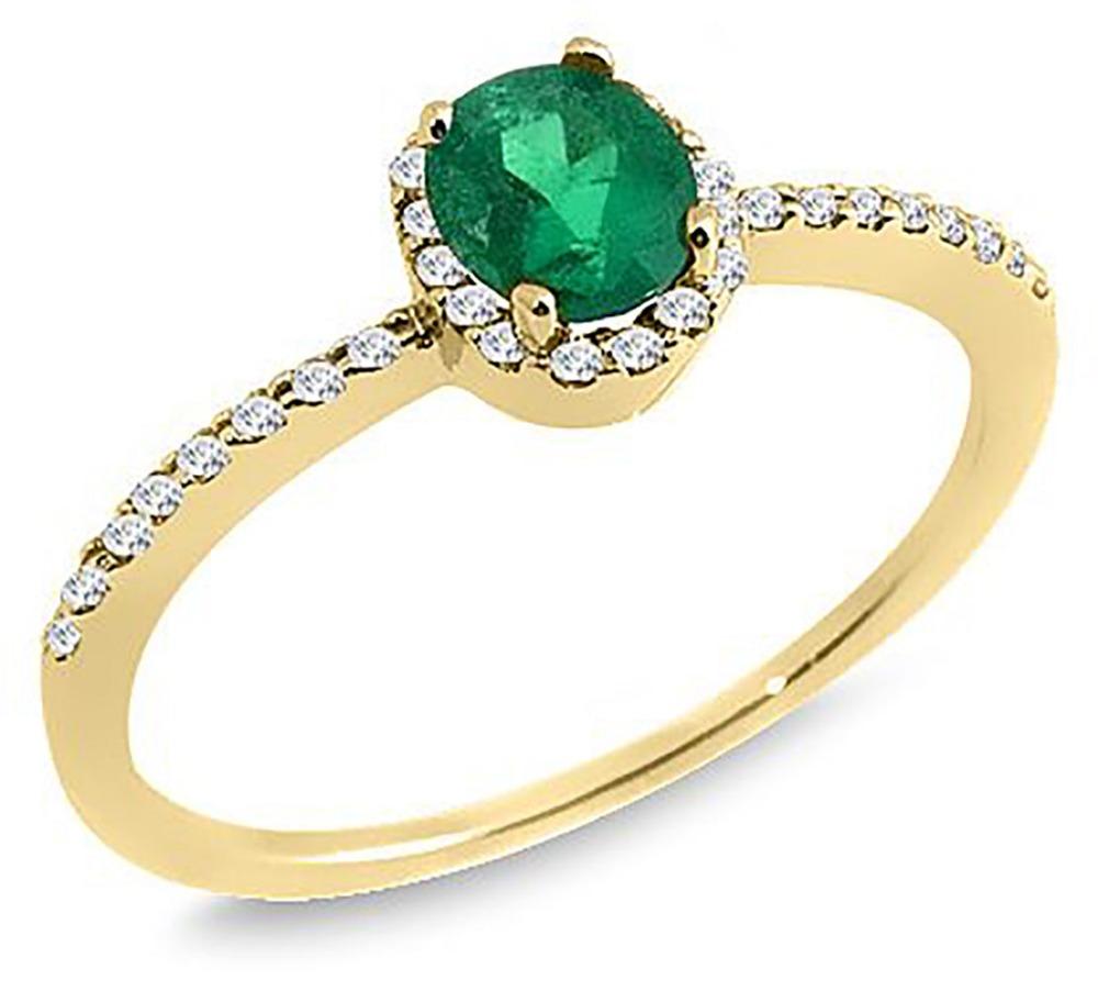For Sale:  0.75ct Round Emerald & 0.30 Ct. TW, Diamond Ring 3